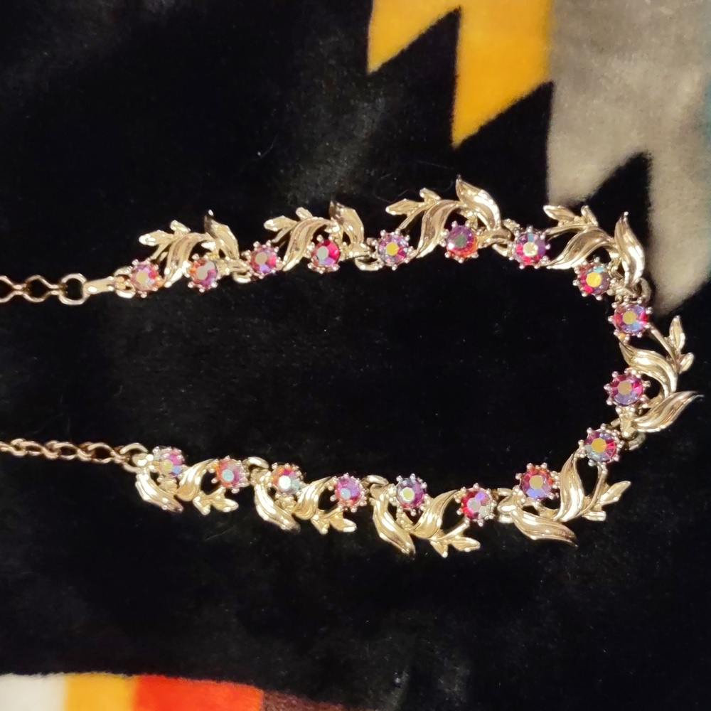Vintage Adjustable Gold Zirconia necklace.